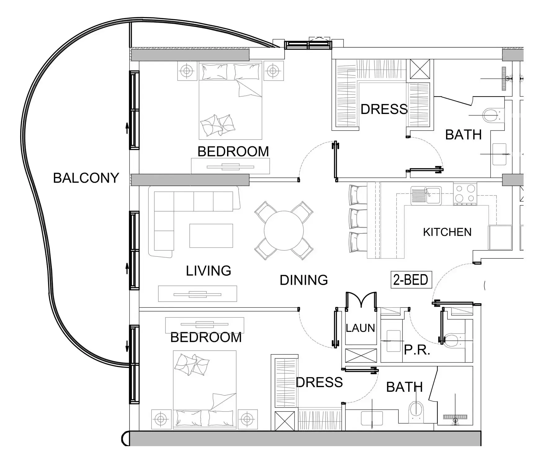 Valencia 2 bed floor plan, 1,176 sqft