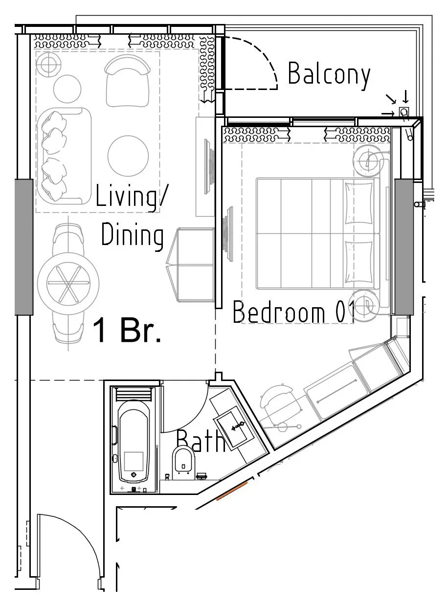 Damac Hills 2 - Hotel Edge by Rotana 1 bed floor plan, 506 sqft