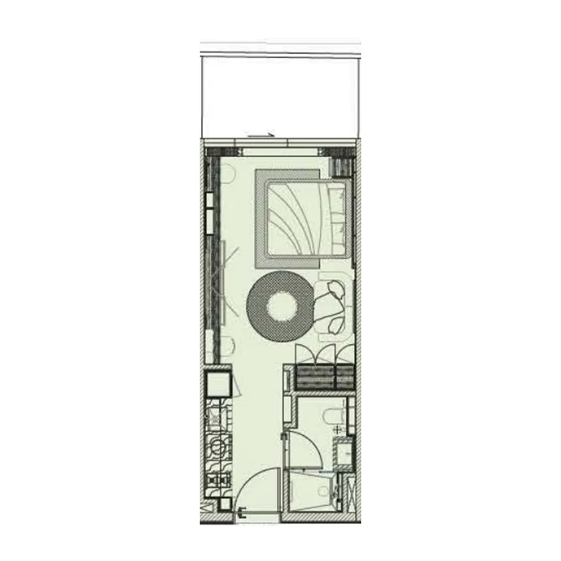 Cove Edition 6 Studio floor plan, 406 sqft