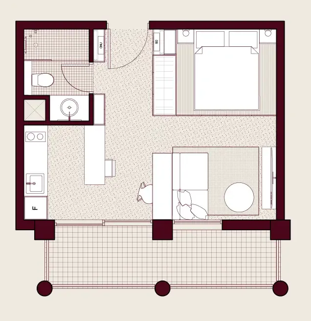 Enta Residences Studio floor plan, 452 sqft