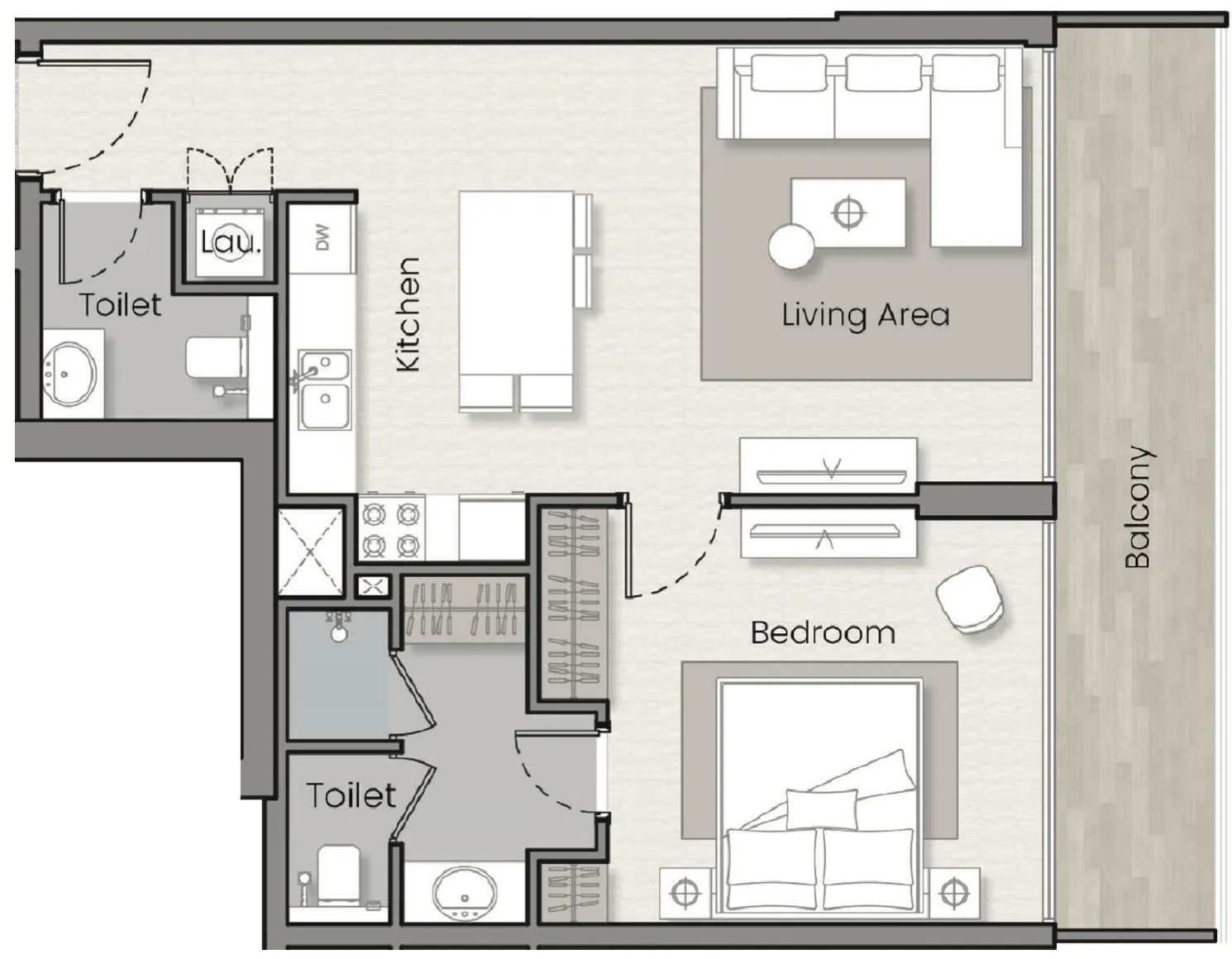 Havelock Heights 1 bed floor plan, 778 sqft