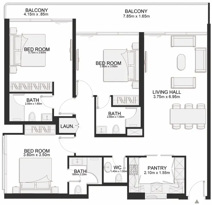 Ashley Hills 3 bed floor plan, 1,455 sqft