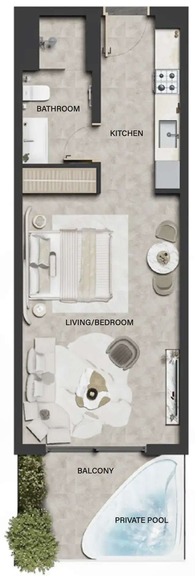 Weybridge Gardens 4 Studio floor plan, 546 sqft
