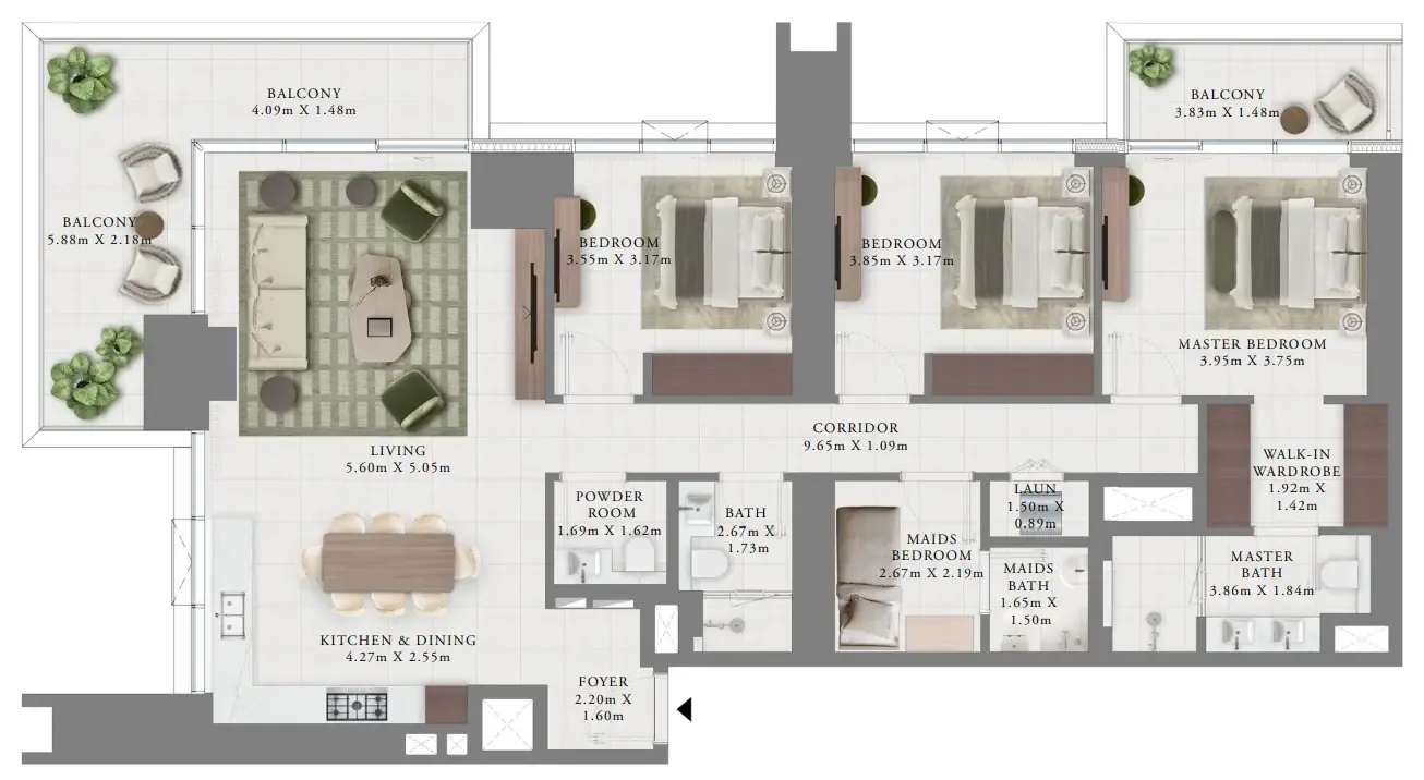 Creek Bay 3 bed floor plan, 1,855 sqft