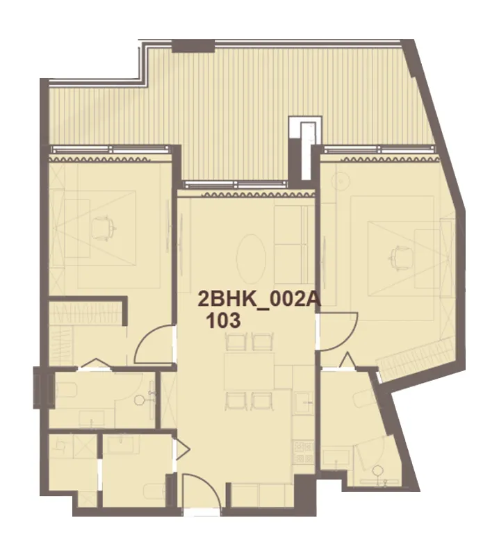 J-Haus Residence 2 bed floor plan, 1,098 sqft