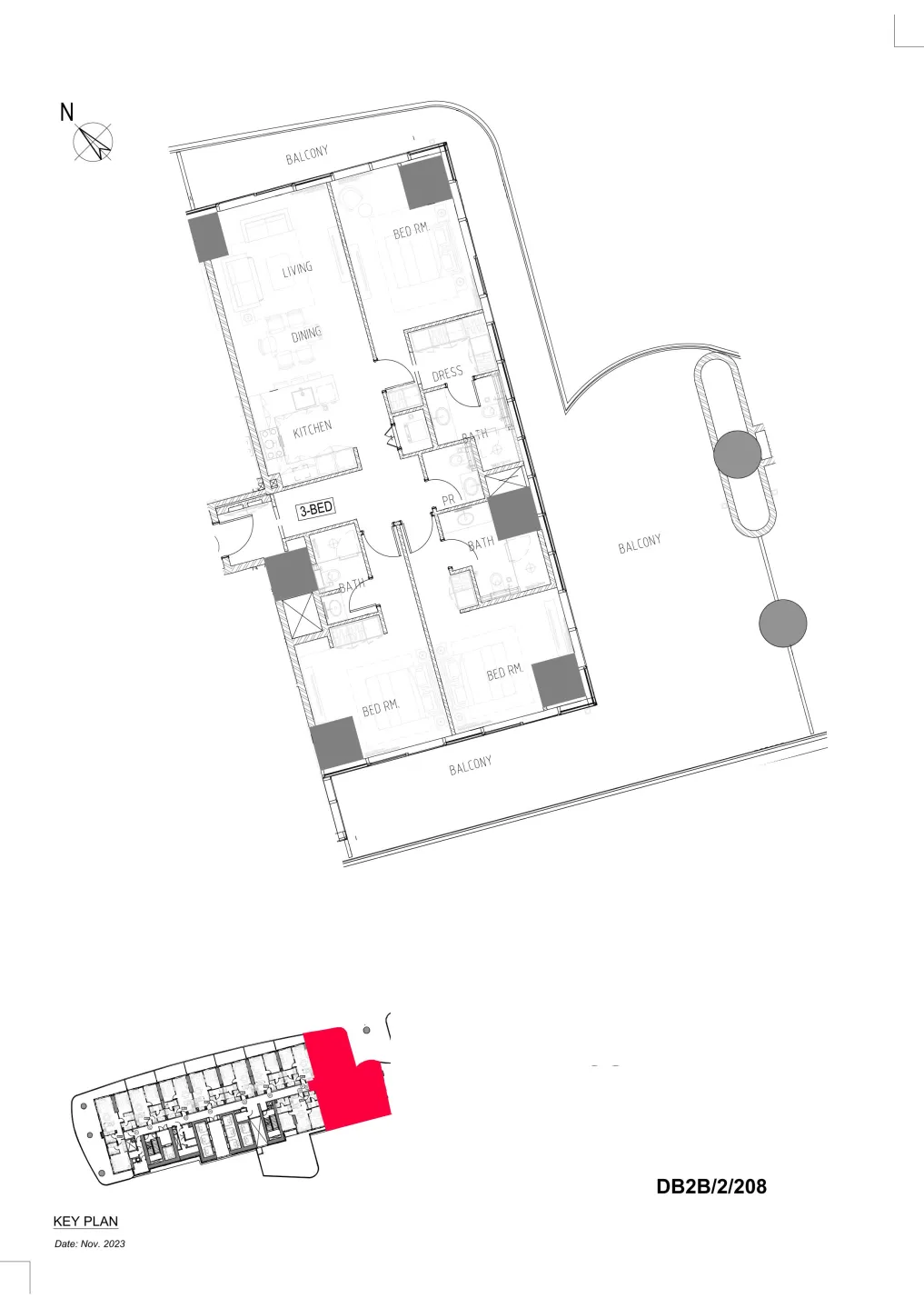 Damac Bay 2 3 bed floor plan, 2,795 sqft
