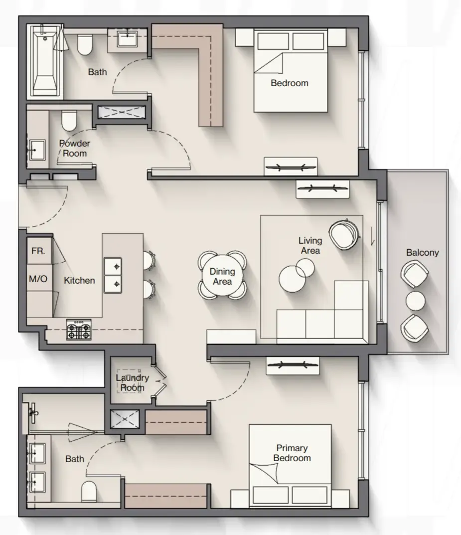 Windsor House 2 2 bed floor plan, 1,136 sqft