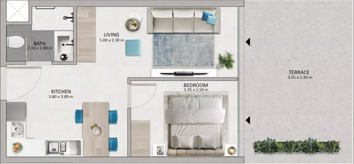 Mayyas at The Bay 1 bed floor plan, 478 sqft
