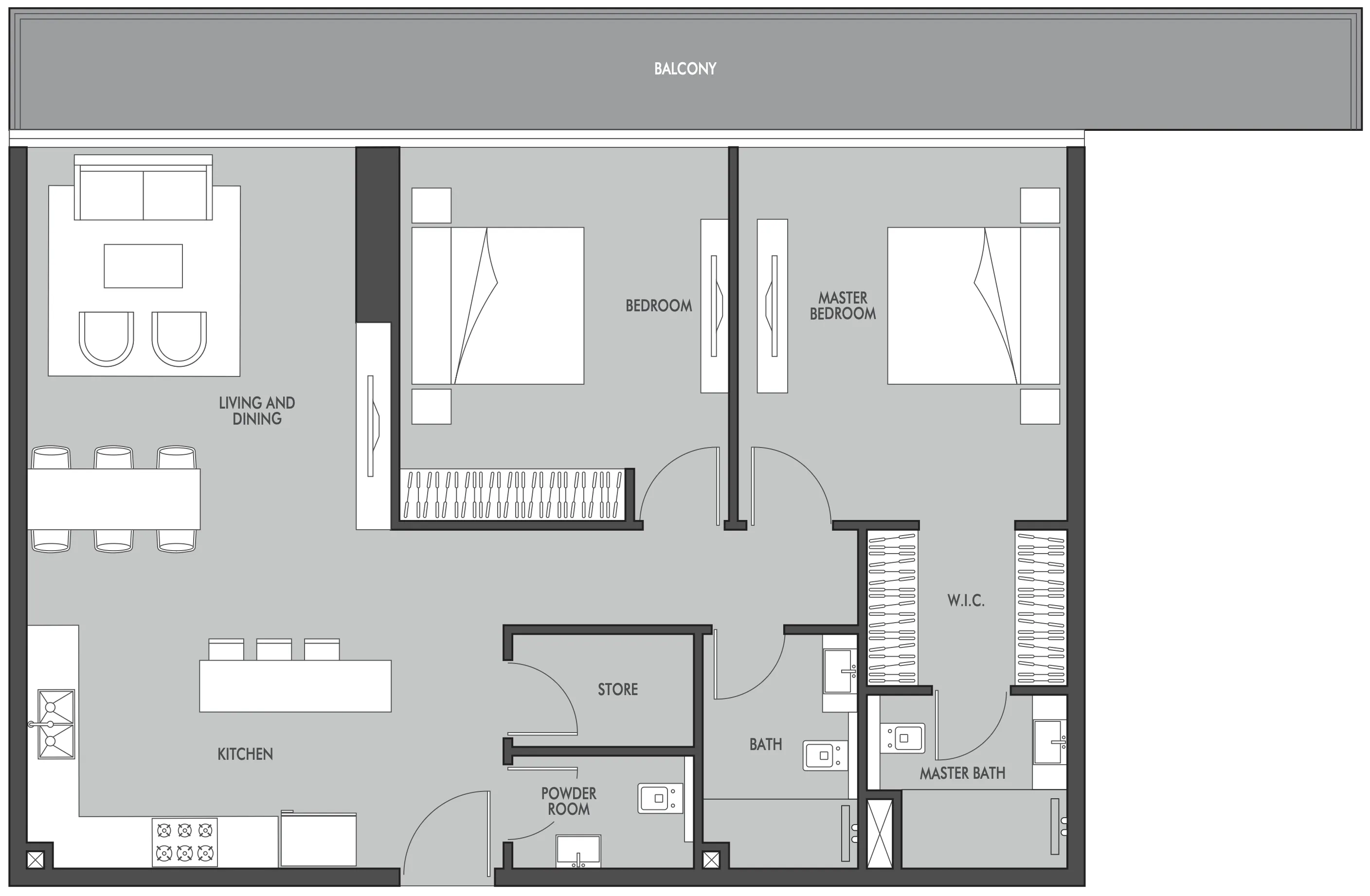 Golf Place 2 bed floor plan, 1,375 sqft