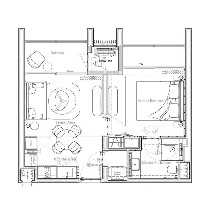 Gardens of Eden - Lake Residences 1 bed floor plan, 557 sqft