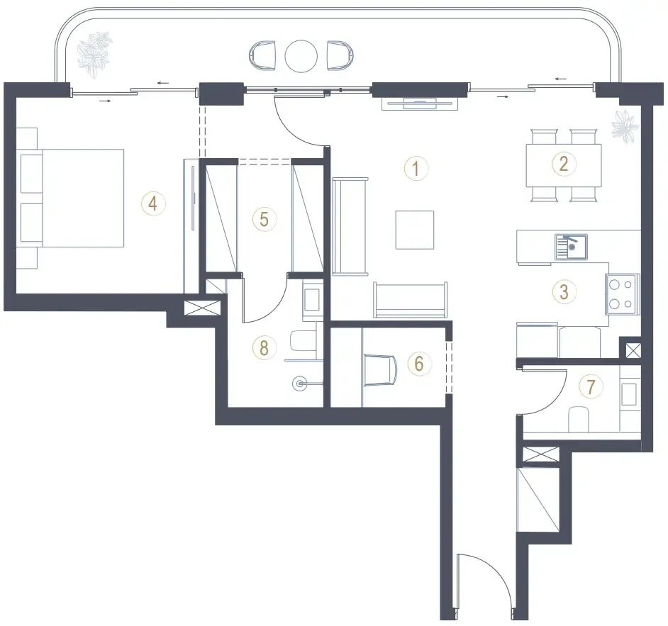 Liora 1 bed floor plan, 856 – 915 sqft