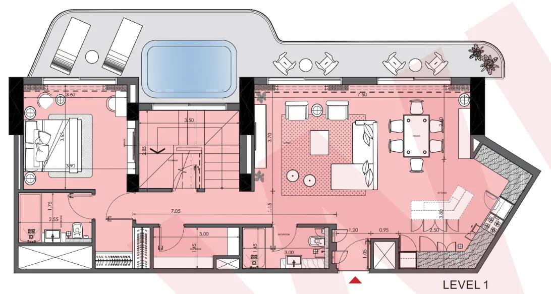 Azizi Wasel 4 bed floor plan, 2,684 sqft