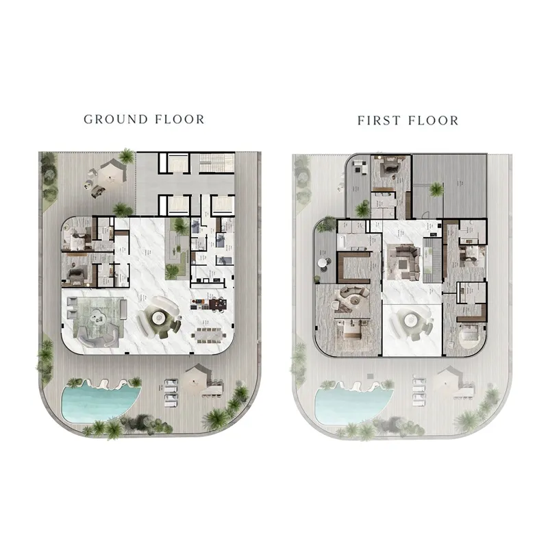 Jacob and Co Beachfront Living 6 bed floor plan, 17,986 – 23,196 sqft