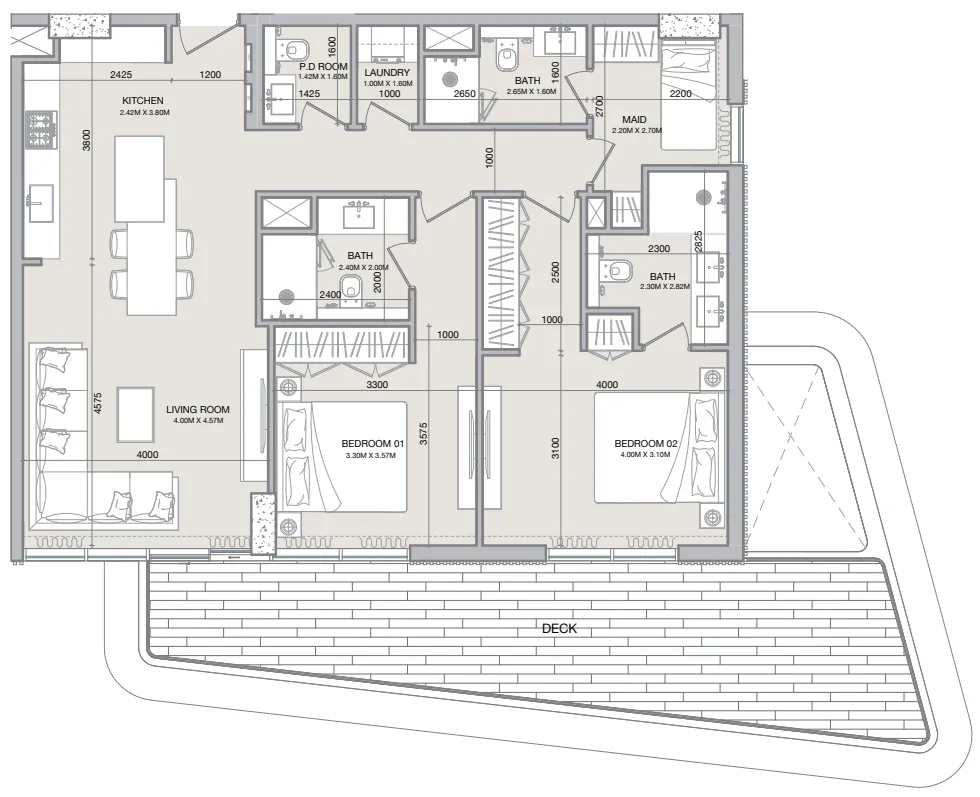 Isolana Residences 2 bed floor plan, 1,480 sqft
