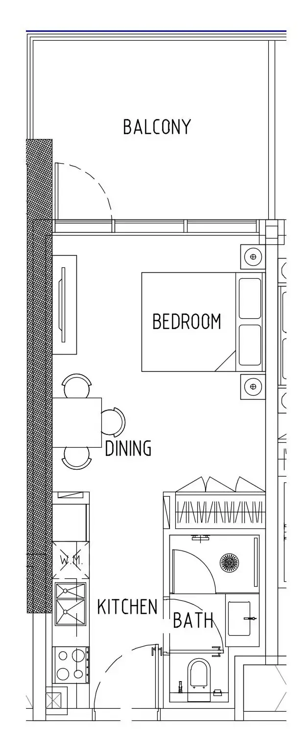 Damac District Studio floor plan, 437 sqft