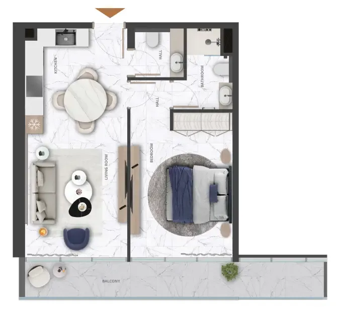 Wadi Hills 1 bed floor plan, 723 sqft