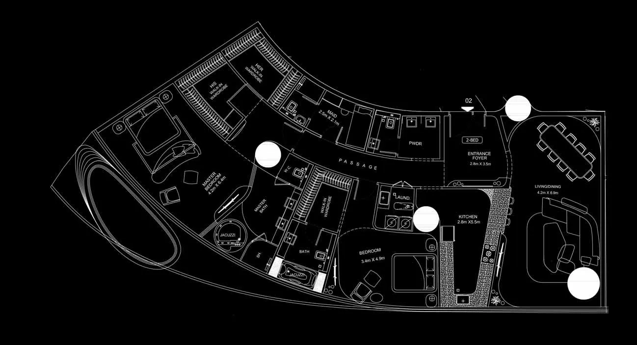 Bugatti Residences by Binghatti 2 bed floor plan, 3,026 sqft