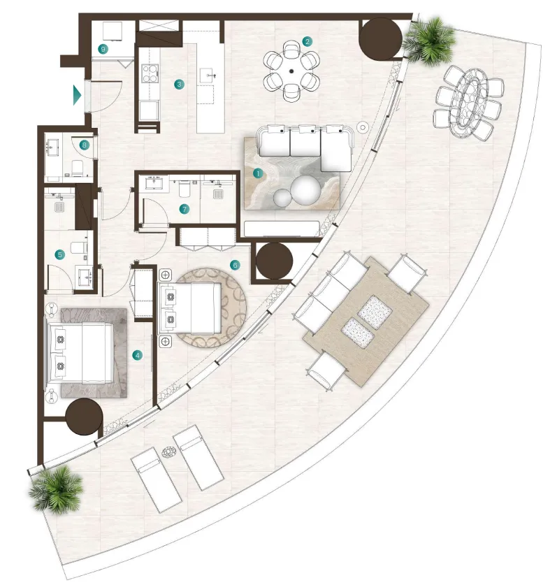 La Mer by Elie Saab 2 bed floor plan, 2,086 sqft