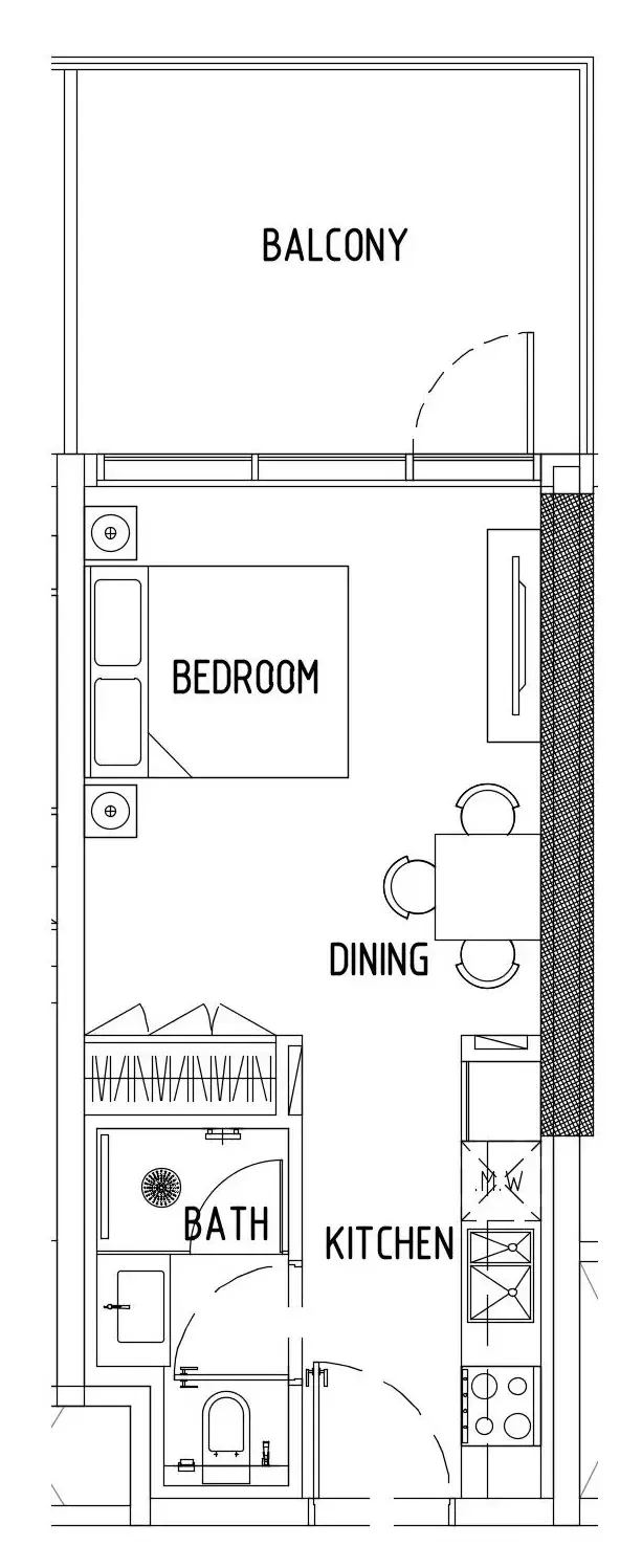 Damac District Studio floor plan, 438 sqft