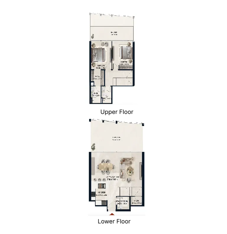 Norah Residence 2 bed floor plan, 1,554 sqft