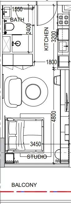 Al Haseen Residences 6 Studio floor plan, 449 sqft