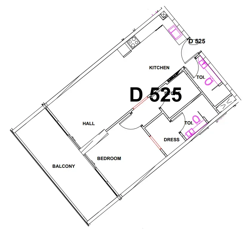 Sakura Gardens 1 bed floor plan, 916 sqft
