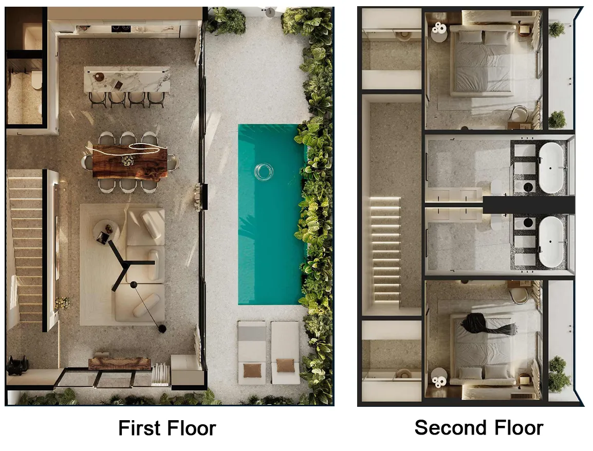 Manta Livin 2 bed floor plan, 1,384 sqft