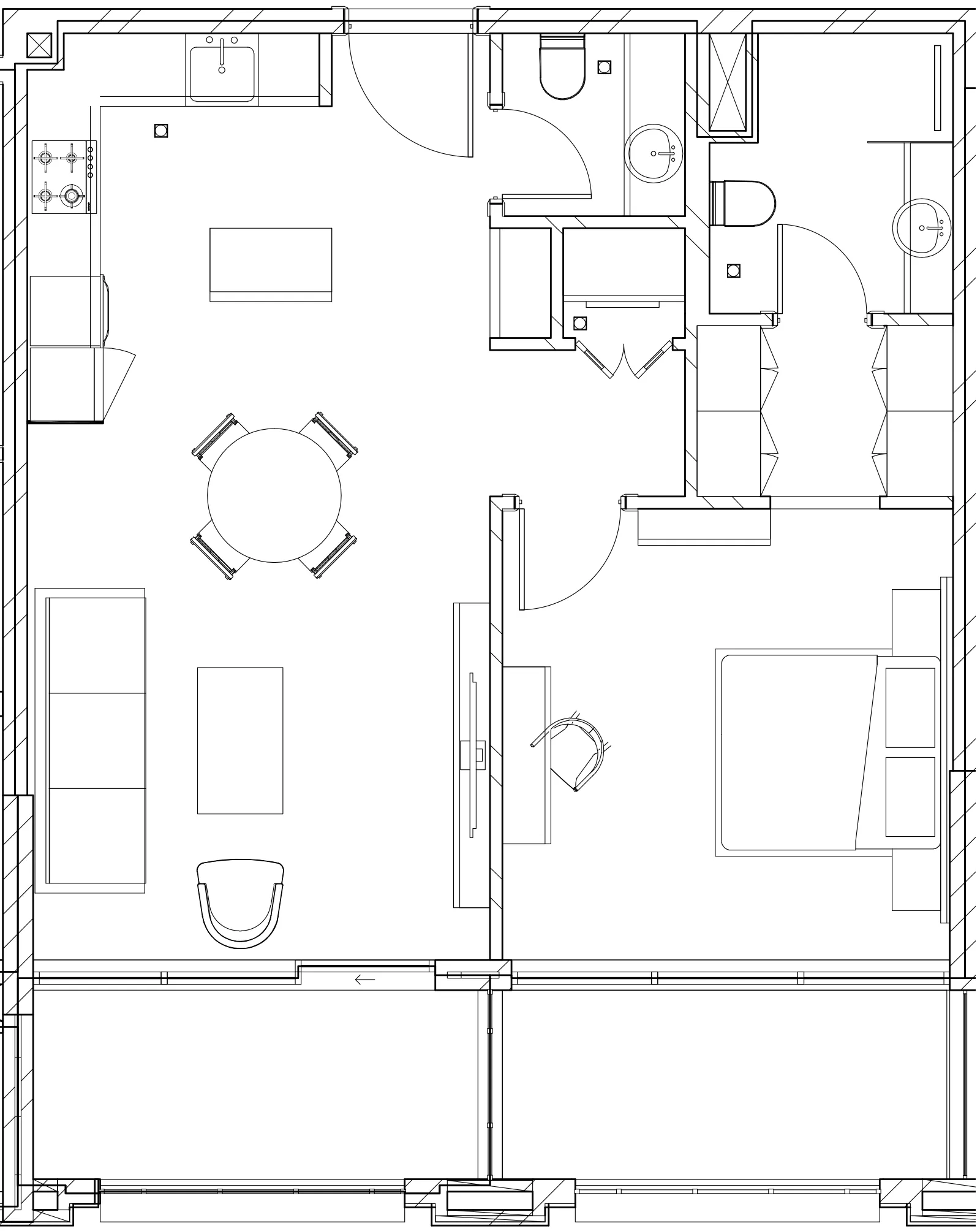 Berkeley Square 1 bed floor plan, 725 sqft
