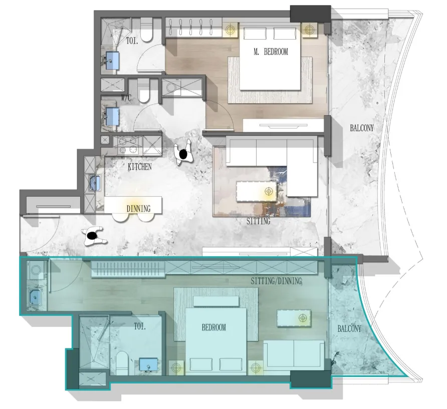 Stamn Nautis Residences 2 bed floor plan, 1,096 sqft