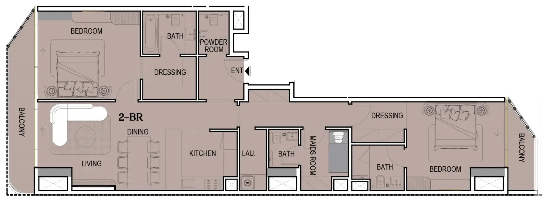 Tresora by Wadan 2 bed floor plan, 1,347 sqft