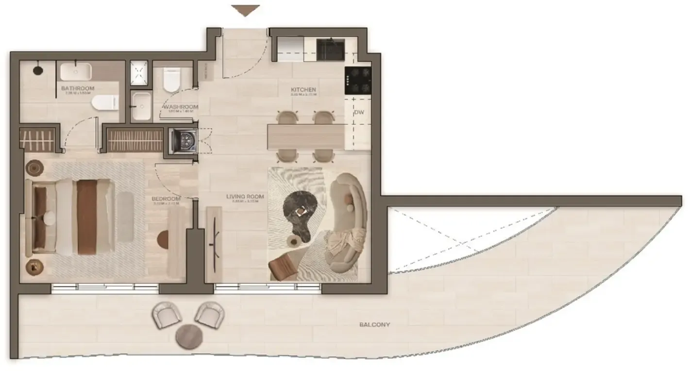 Stax 1 bed floor plan, 805 sqft