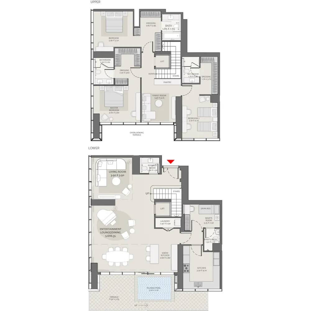 Avenue Park Towers 2 at Wasl 1 3 bed floor plan, 3,138 sqft
