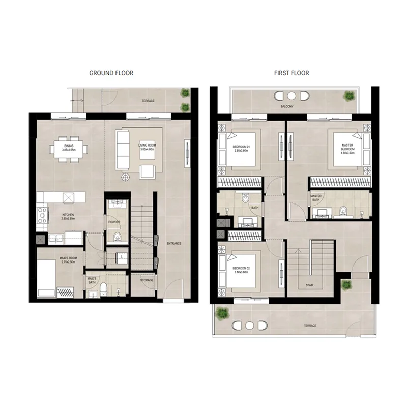 Olbia 3 bed floor plan, 2,172 – 2,175 sqft