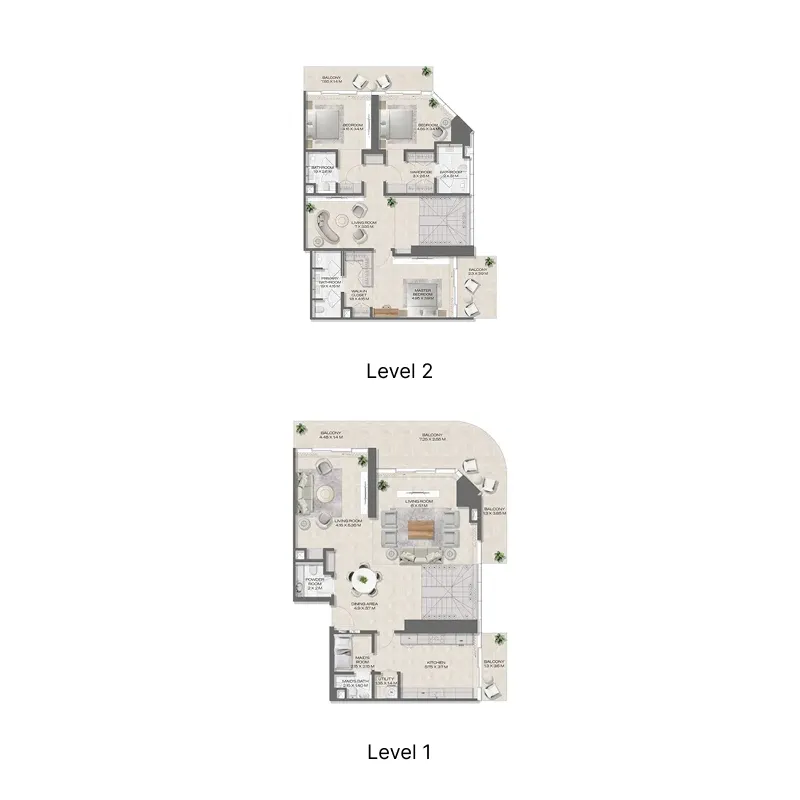 DWTN Residences 3 bed floor plan, 3,451 sqft