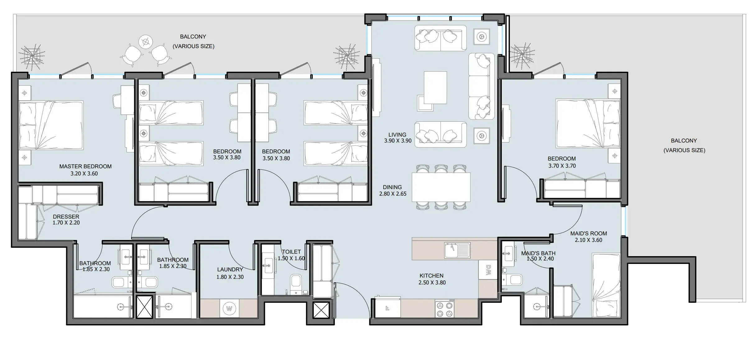 The District 4 bed floor plan, 2,160 sqft