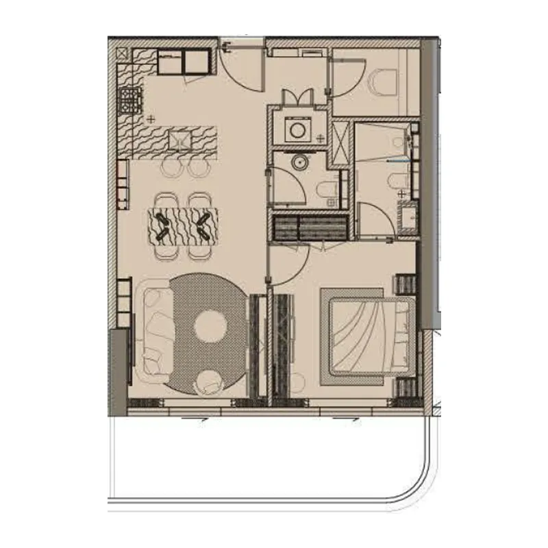 Cove Edition 6 1 bed floor plan, 817 sqft