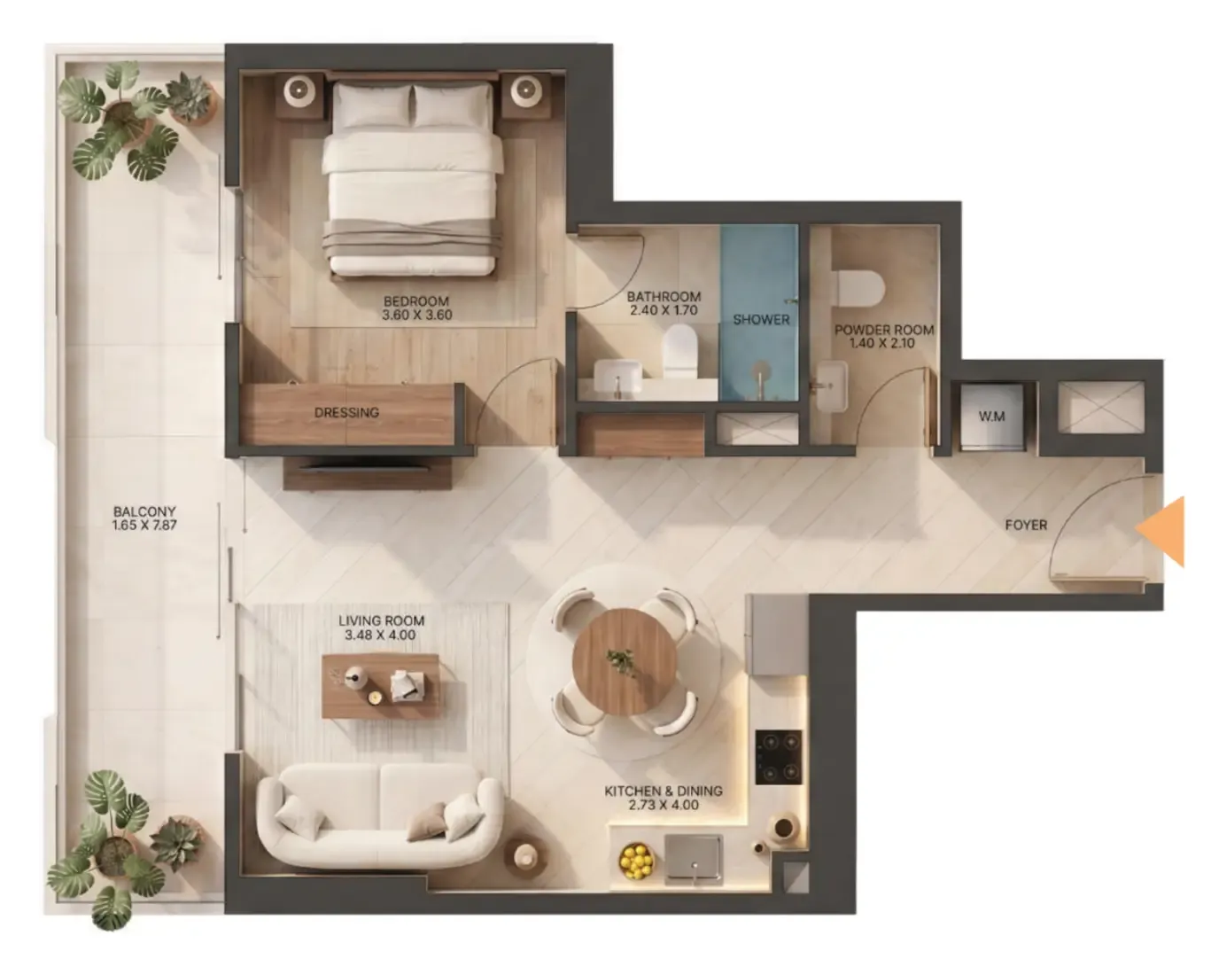 Zen Lagoons by Sanzen 1 bed floor plan, 746 sqft