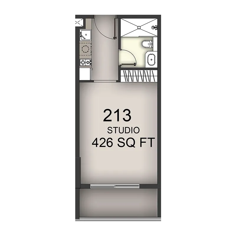 Aizel Tower Studio floor plan, 426 sqft