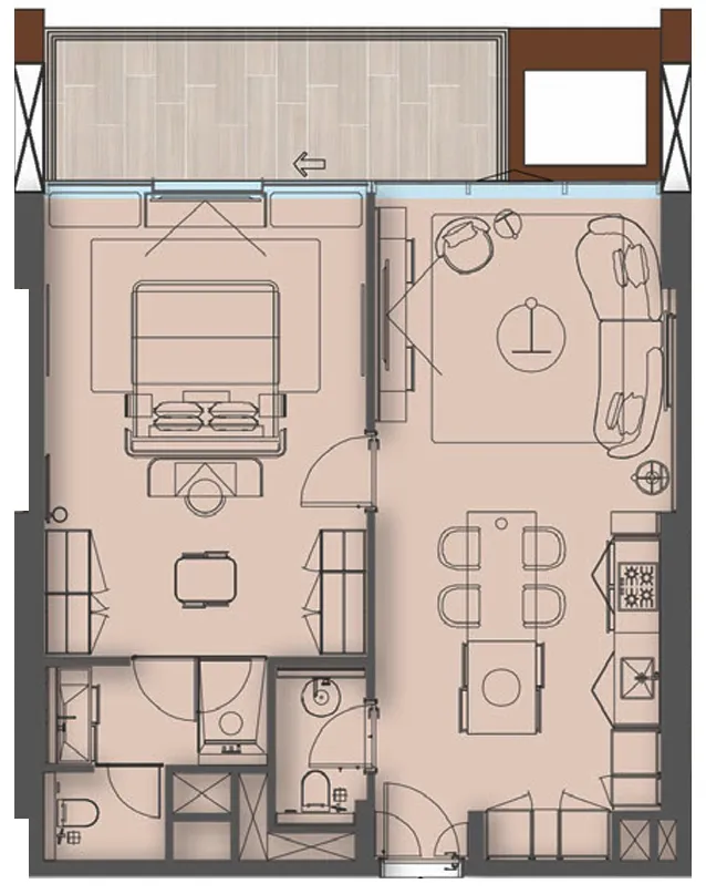 Sea Cliff by Imtiaz 1 bed floor plan, 914 sqft