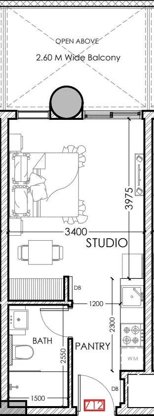 Al Haseen Residences 5 Studio floor plan, 383 sqft