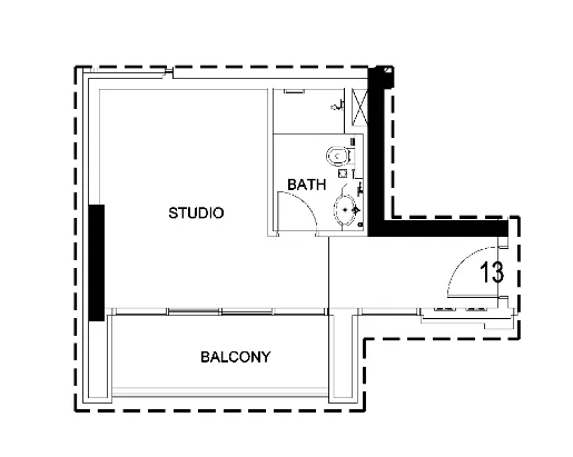 Damac Hills 2 - Hotel Edge by Rotana 1 bed floor plan, 555 sqft
