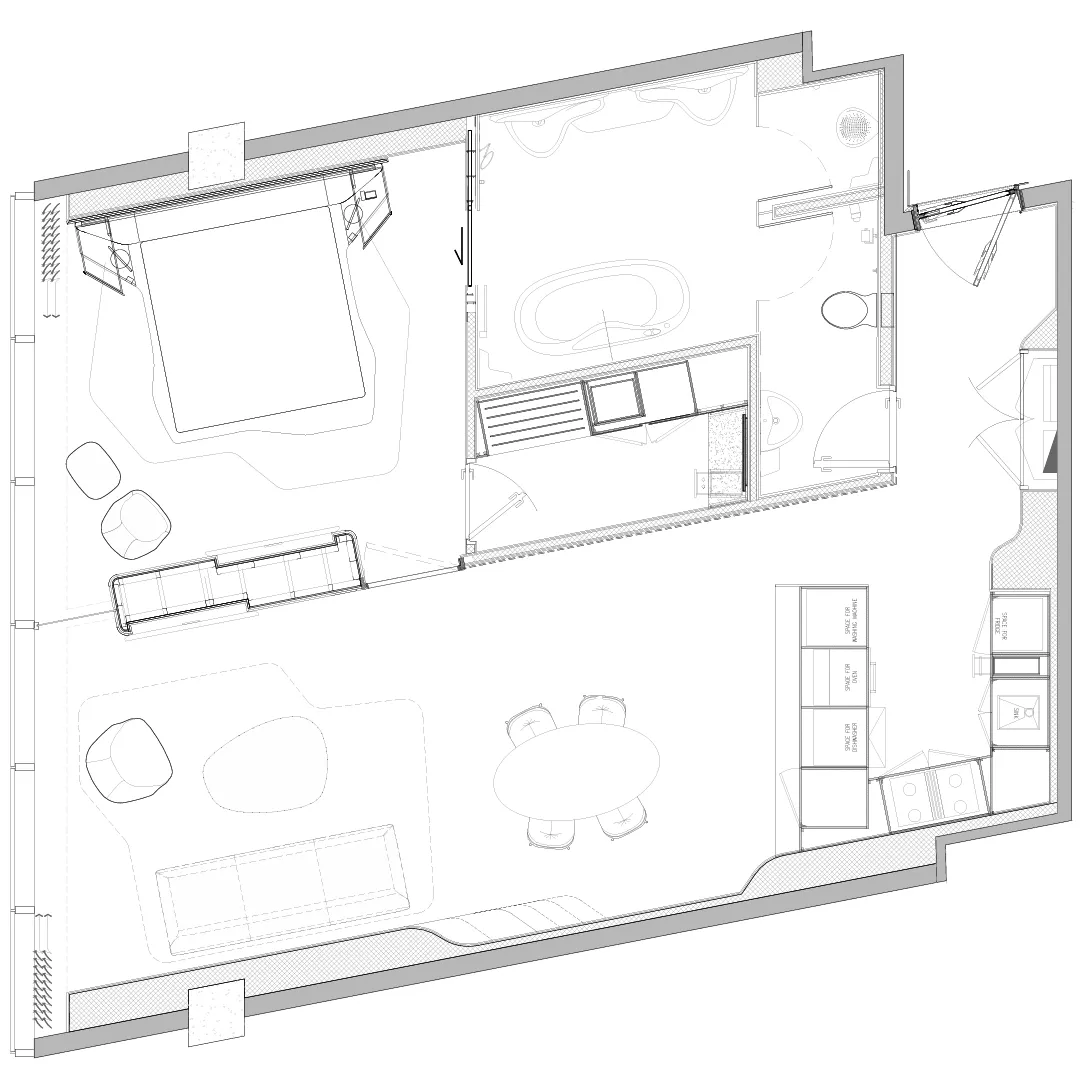 Opus By Zaha Hadid 1 bed floor plan, 1,075 sqft