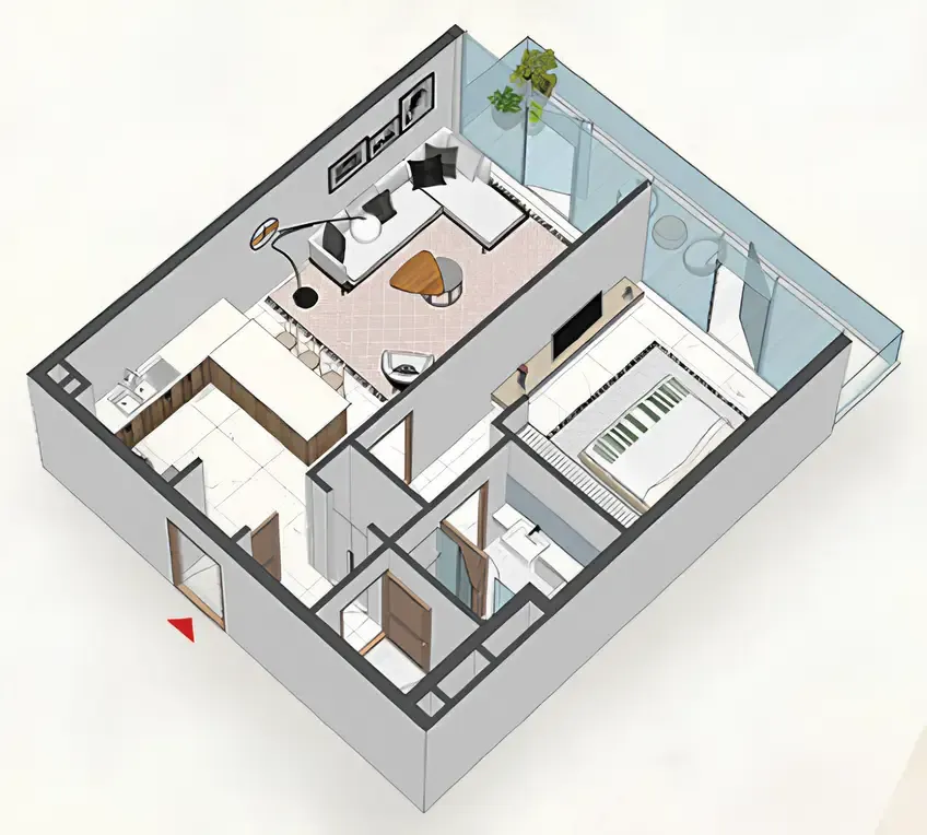 Comfort by Roof 1 bed floor plan, 895 – 1,208 sqft