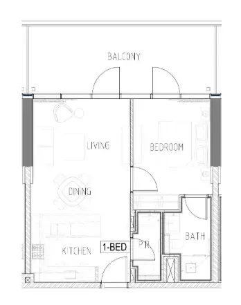Damac Safa Gate 1 bed floor plan, 832 sqft