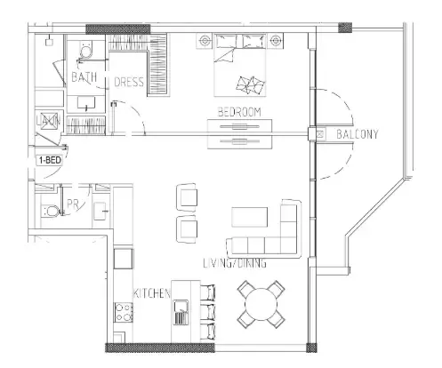 Damac Riverside Views 1 bed floor plan, 1,025 sqft