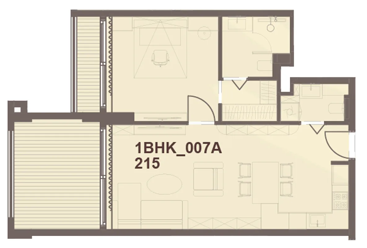 J-Haus Residence 1 bed floor plan, 797 – 805 sqft