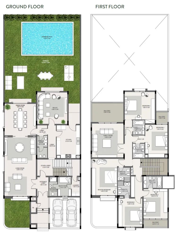 Mangrove Village 5 bed floor plan, 4,579 – 4,616 sqft