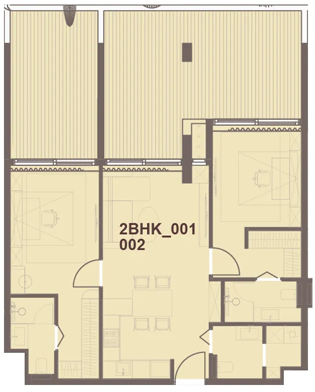 J-Haus Residence 2 bed floor plan, 1,343 sqft