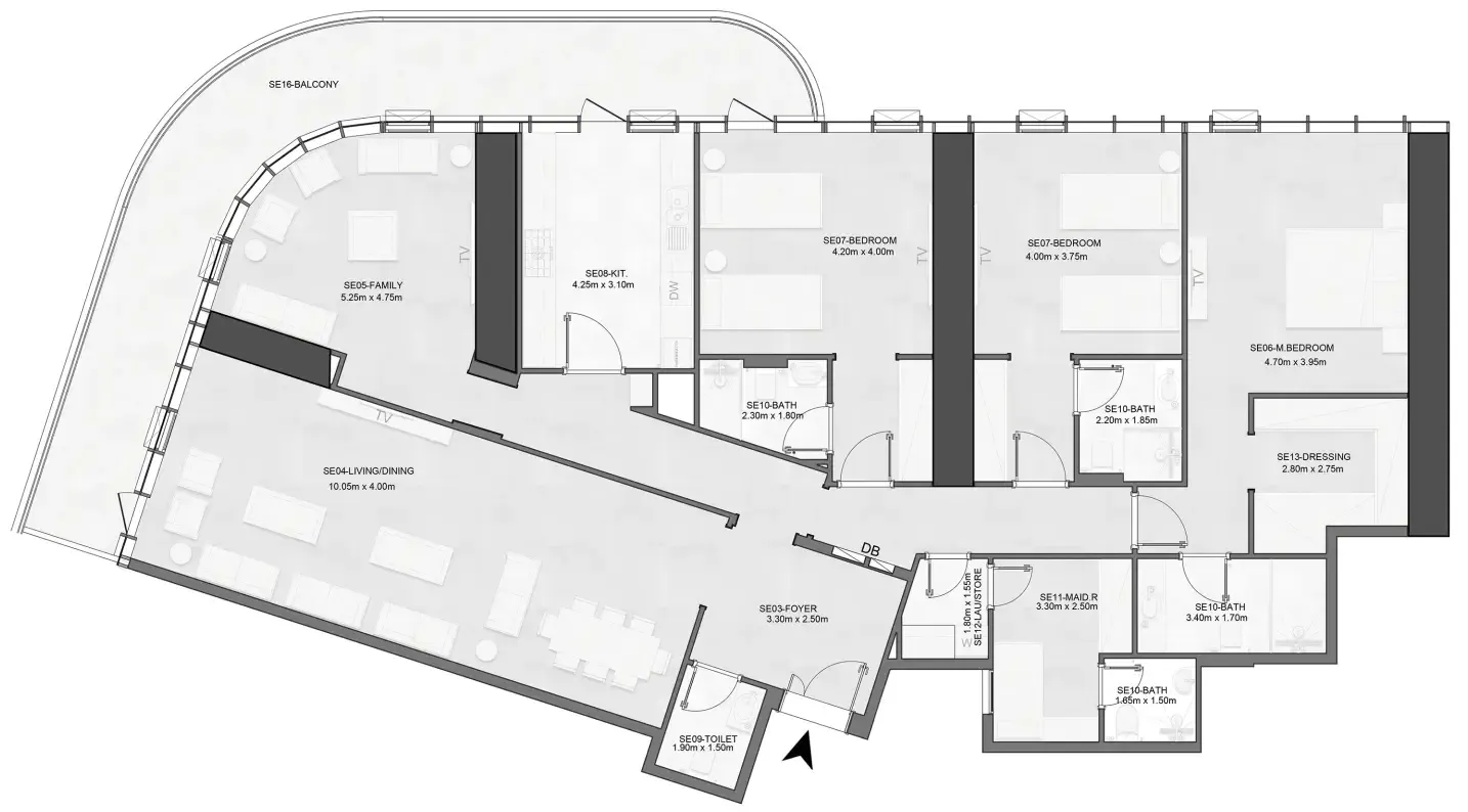 Joud Tower 3 bed floor plan, 2,849 sqft