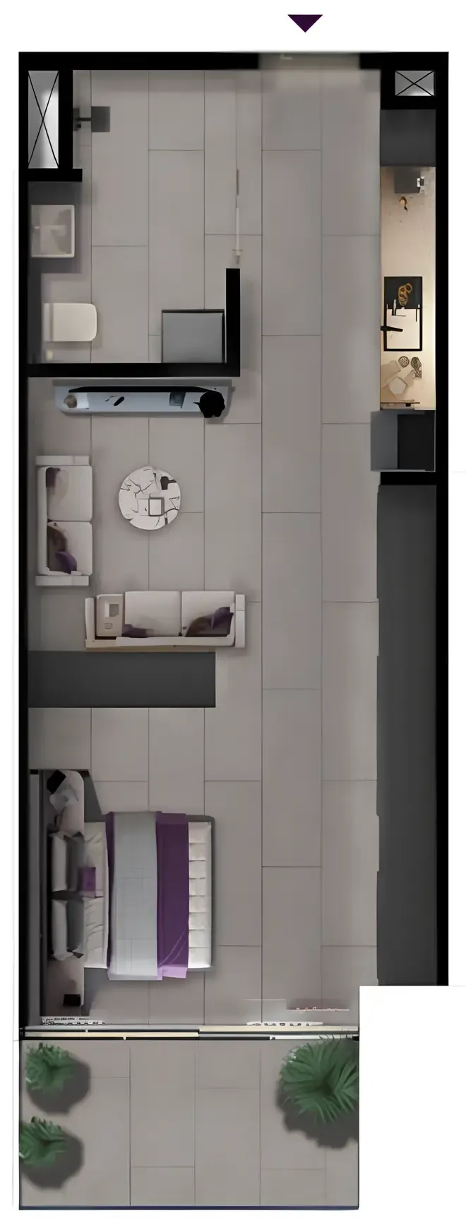 MBL Signature Studio floor plan, 637 sqft